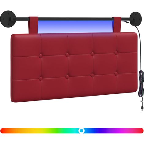 vidaXL Testiera sospesa Con luce LED Rosso Vino Similpelle (1/5)