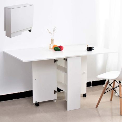 Tavolo Pieghevole Salvaspazio in Legno Bianco (1/4)