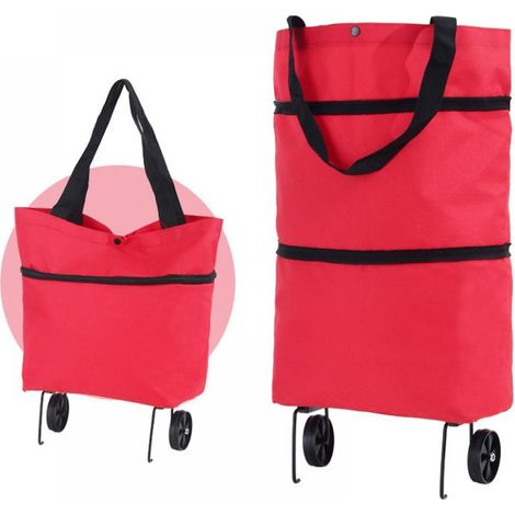 Sac À Roulettes Pliable - Sac De Courses Réutilisable En Tissu Oxford - Dimensions Réglables 40x30x14 cm À 40x45x14 cm - 1 Pièce (1/2)