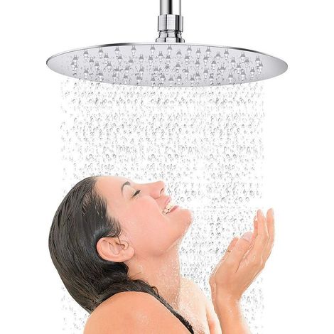 Round Shower Head, 304 Stainless Steel Shower Head, 10 Inches, G1/2” Standard Thread Connections (1/5)