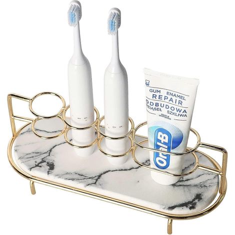 Porte-brosse à dents électrique en diatomite, porte-dentifrice en métal antirouille, pour comptoir de salle de bain (1/4)