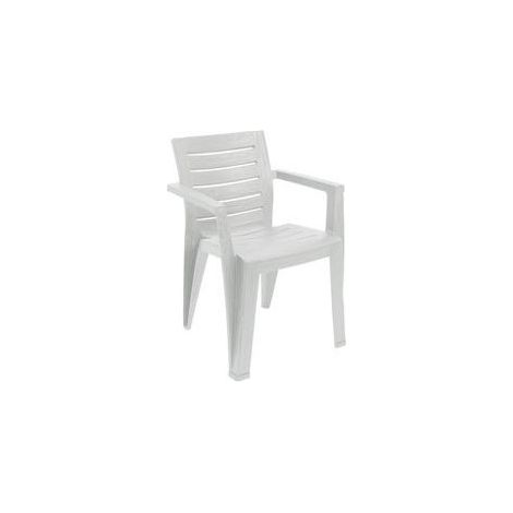Sedia marea con braccioli, finitura effetto legno, 58,5x61,5xh.79 cm, colore bianco