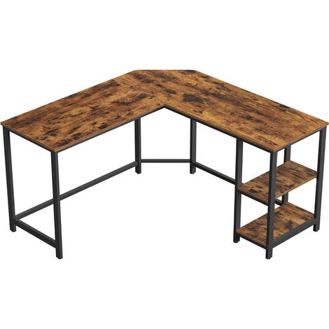 VASAGLE Scrivania per Computer, Tavolo a Forma di L, Tavolo d’Angolo, con Ripiani, per Studio Ufficio, Salvaspazio, Facile da Montare, Industriale, Marrone Vintage e Nero da SONGMICS