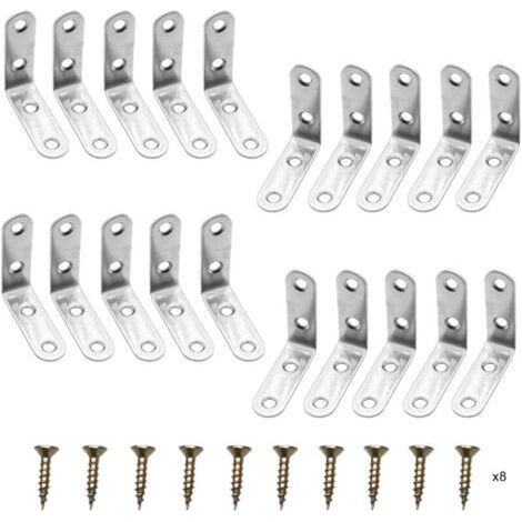20 Pieces Bracket, 50x50mm Corner Connectors, Corner Bracket Stainless Steel 90 Degree L-Shaped Bracket with Screws (1/5)