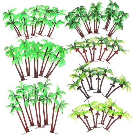31 Pièces Modèle de Cocotier en Plastique, 7 Tailles, Vert (1/5)