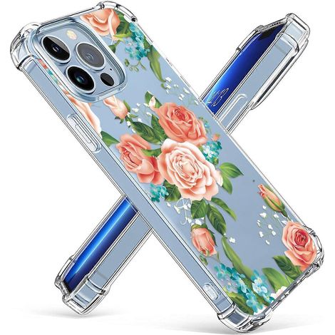 Kompatibel mit iPhone 13 Pro Max, Floden Lite Series 6,7 Zoll Handyhülle, transparent, TPU, dünn, stoßfest und flexibel, Blumenmuster (Ref. 006). (1/5)