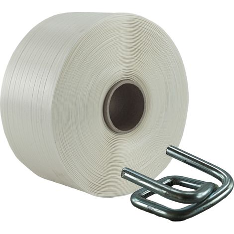 13 mm Textil Polyester Umreifung Set Umreifungsband Phosphatiert Metallklemmen (1/3)