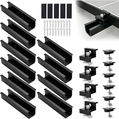 Kit de montage pour 4 panneaux solaires Rail noir 12 cm + pince réglable Rail noir 12cm+pince réglable pour épaisseur 30-35mmSupport aluminium pour toit plat, tôle trapézoïdale, toiture métallique (1/5)