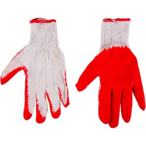 Guanti da lavoro in maglia di cotone con rivestimento in gomma, rossi, 9"