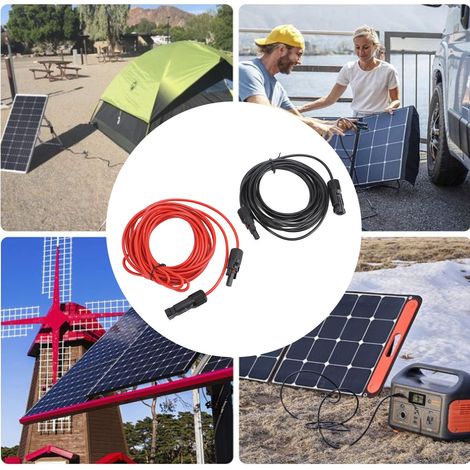 Meter langes Photovoltaik-Verlängerungskabel für Solarmodule, 2,5 Quadratmillimeter Draht, hocheffizientes 12AWG Solar-Verlängerungskabel, rot + schwarz. (1/5)