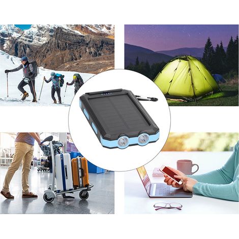 Batteries solaires externes 20 000 mAh, étanches IP66, charge rapide, 3 modes d'éclairage, chargeur solaire pour téléphone, idéal pour le camping, le vélo et les voyages. (1/5)