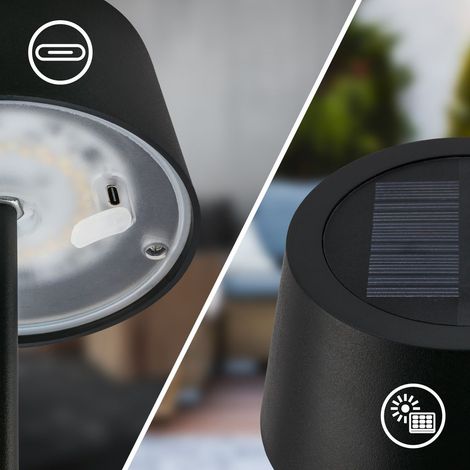 LED Tischlampe Akku LED Tischleuchte Dimmbar Kabellos Touch CCT Solar (1/5)