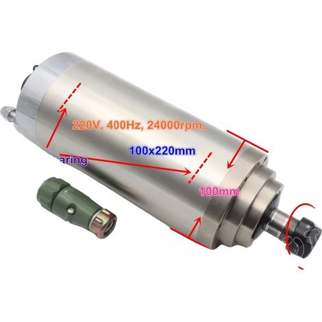 Moteur de broche, 3KW, 220V, 24000tr/min, pince ER20, 100x220mm (1/5)