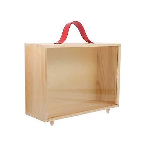 Geschenkbox aus Holz, Aufbewahrungsbox aus Holz mit Tragegriff und Sichtfenster (27,00 x 21,50 x 10,00 cm)