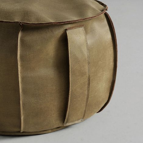 Mömax Hocker Falun II Grün in Lederlook ⌀ ca. 60cm (1/3)