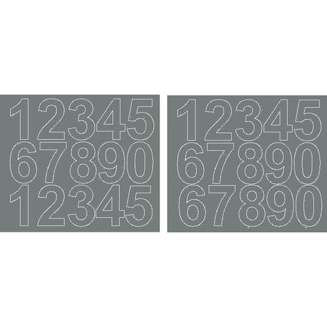 Numéros autocollants auto-adhésifs 6 cm, gris brillant. (1/2)