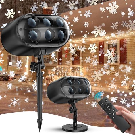 Projecteur de Noël extérieur – Grand projecteur dynamique LED flocon de neige avec télécommande minuterie, éclairage de Noël étanche pour jardin, fenêtre, mur, cour, fête, décoration de Noël (1/5)