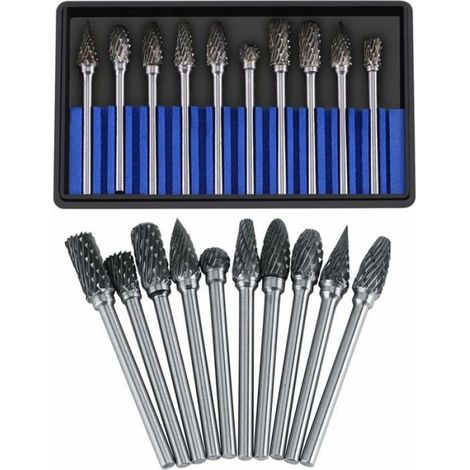 Fraise Carbure - Tête de Coupe 3 mm - Tige 6 mm - Pour Découpe Métal Gravure Polissage - 10 Pièces