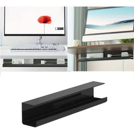 Organizador de cables para escritorio de 55 cm, bandeja para cables, instalación autoadhesiva sencilla, gestión de cables ordenada para escritorio, color negro. (1/5)
