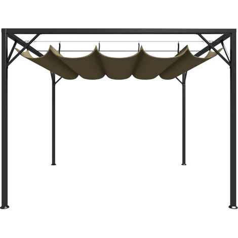 Chapiteau de jardin avec auvent rétractable 3x3m Taupe 180 g/m² CFW958471 (1/5)