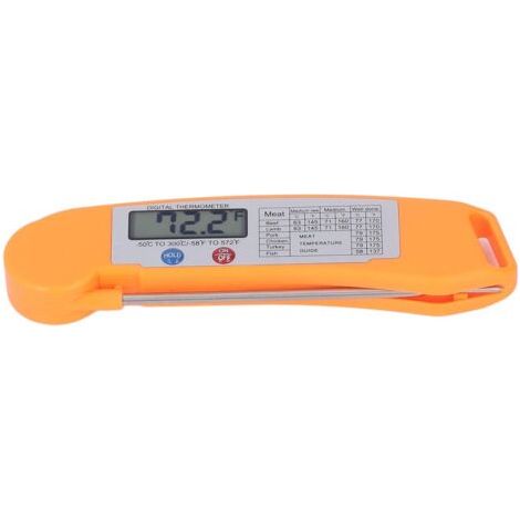 DEESSE SHOP-Thermomètre en Acier Inoxydable 304 Sonde de Thermomètre Numérique Frire Steak Rôtir Porc Frire Poisson ou Pommes de Terre avec Grand Écran Rétroéclairé(orange) (1/5)