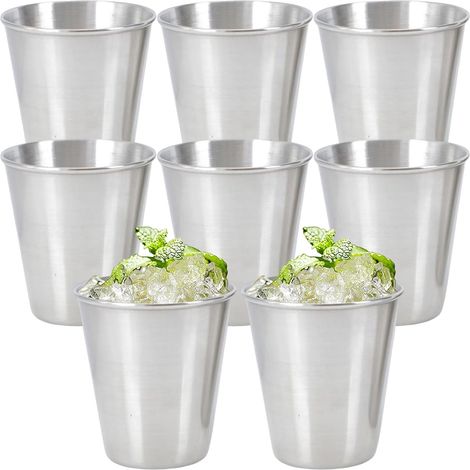 8 Verres à shot, Acier inoxydable, Empilables, 70 ml, Portable, Camping, Fête (1/5)