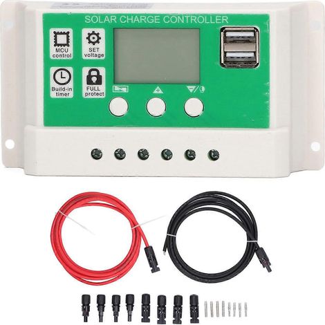 PWM-Solarladeregler mit automatischer Erkennung, zwei USB-Anschlüssen und PV-Kabel für 24-V-Heiminstallationen