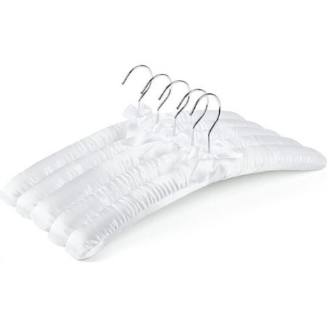 Set of 10 extra-long white satin hangers, 38cm, soft silk hangers for t-shirts, shirts, coats, and wedding sweaters. (1/5)