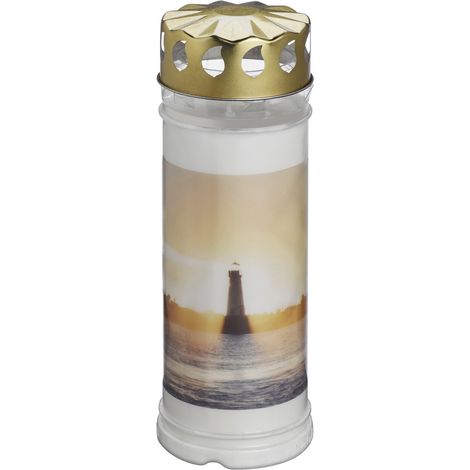 Bolsius Dauerbrenner Nr. 7 Leuchtturm weiß, Höhe 20 cm Grabkerzen