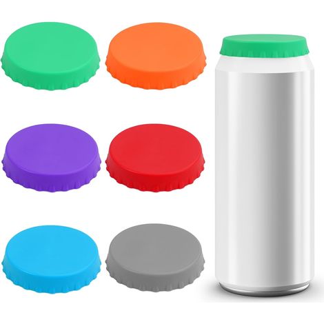 6 Pièces Bouchon Canette Soda, Couvercles de Canette de Soda en Silicone Réutilisable Couvercles pour Canettes de Boissons, Bouchon pour Canette Convient pour les Boissons, les Sodas (1/5)