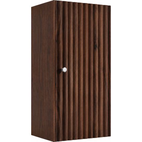 Colonna bagno 35 cm, 2 cassetti, 2 ripiani, chiusura ammortizzata, Rovere Noce, maniglie argentate, 35 x 27 x 68 cm