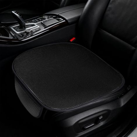Cojín para asiento de coche de 50 x 50 cm - Malla 3D transpirable, refrescante en verano, silicona antideslizante, bolsillo frontal, fácil de limpiar - Negro