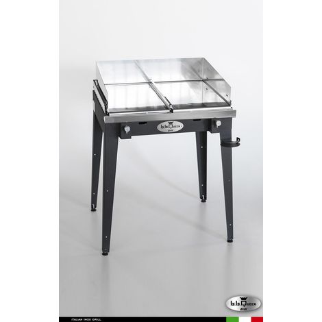 Grill 8.6 Inox Piastra liscia - Grigio antracite - Senza portapiatti - Con paraschizzi - Senza kit mensola e ruote - barbecue, griglia, giardino, carne, a gas, acciaio made in Italy