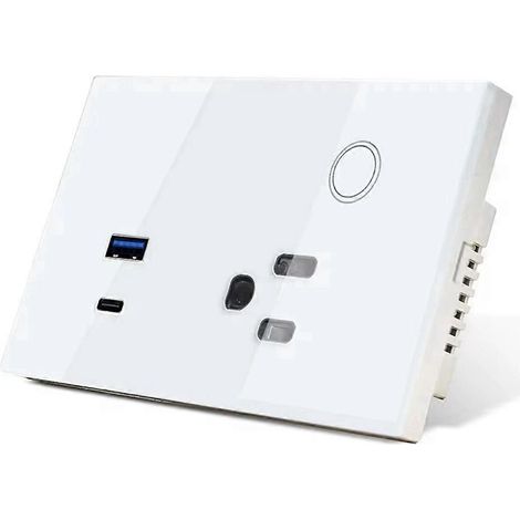 Prise murale 15A USB TYPE-C avec alimentation pour Alexa, blanche, prise UE (1/5)