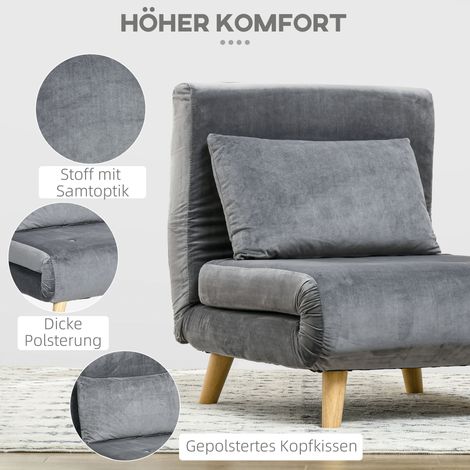 Fauteuil transformable 2 en 1 (canapé-lit), 72 x 78 x 79 cm, gris (1/4)
