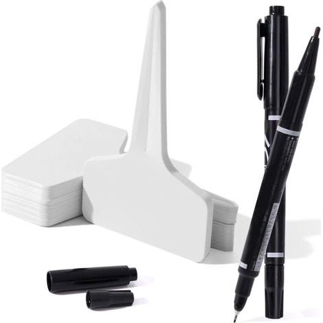 150 pièces Etiquette Jardin Exterieur Marqueurs en Plastique de Plantes Type T Plastique Etiquette Potager avec 2 stylos à encre gel en et Accessoires pour Plantes(blanc )10 x 6 cm (1/5)