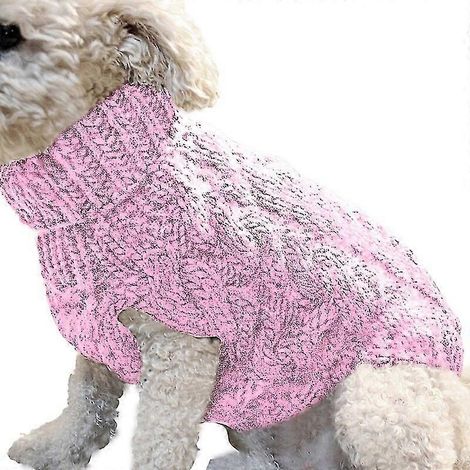 Suéter cálido para perros y gatos, ropa de invierno, cuello alto, tejido de punto, ropa para mascotas, gatos y cachorros, disfraz para perros pequeños, gatos y chihuahuas, chaleco rosa (1/5)