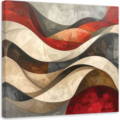 Stampe su Tela, Onde astratte nei toni del rosso e del beige, 20x20 (1/5)