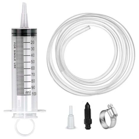 Kit de remplacement de liquide de frein, kit de remplacement de liquide de frein à disque hydraulique, kit de remplacement de liquide de frein pour moto, comprend une seringue de 100 ml. (1/5)