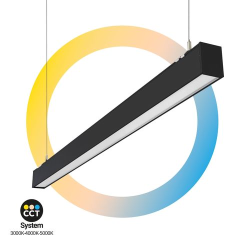 Luminaire linéaire LED CCT de surface / suspendu - 40W - - Noir