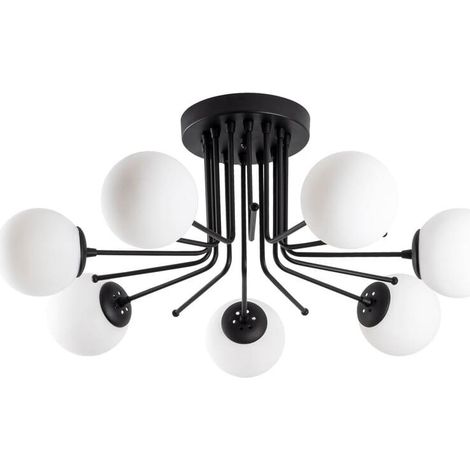 Plafón de techo "Model 12" de siete luces (7xE27) – Negro (1/5)