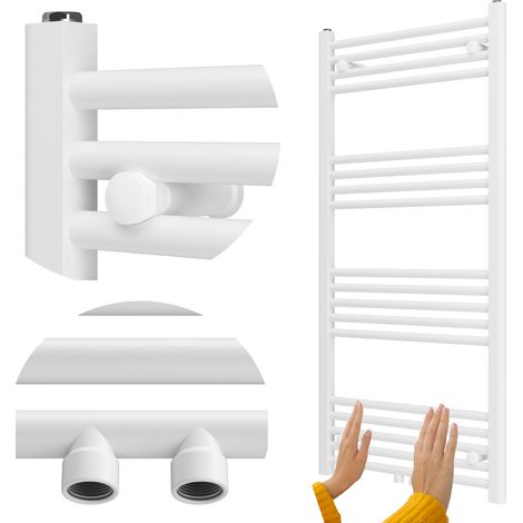 Radiateur Sèche-Serviettes Salle de Bain Granitan Raven 120x60 cm Blanc 499W (1/5)