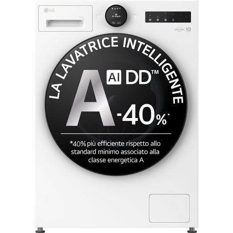LG F4X7011TWB Lavatrice 11kg AI DD&x2122 Serie X7, Classe A-40%, 1400 giri, Display Easy Circle, Wi-Fi, AI Wash, TurboWash. Tipo di carica: Caricamento frontale. Capacità cestello: 11 kg, Classe ... (1/5)