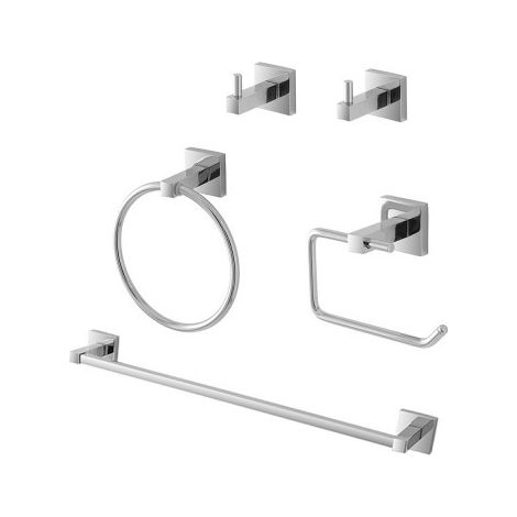 Set accessori a muro 5 pezzi in metallo cromato e viti incluse Rock (1/5)