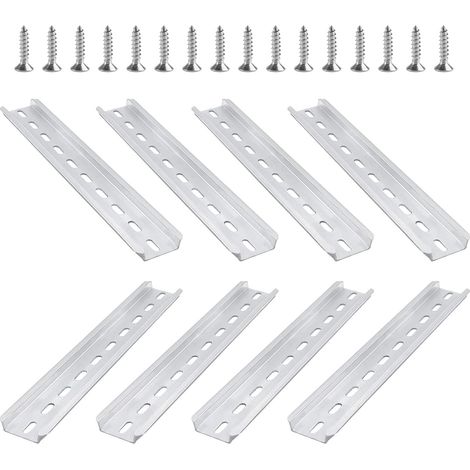 Lot de 8 rails DIN en aluminium - Longueur : 200 mm - Pour armoire de distribution électrique - Montage sur rail - Largeur : 35 mm - Hauteur : 7,5 mm (1/5)