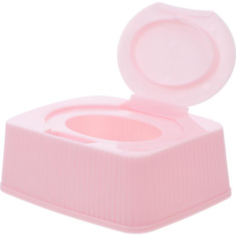Boîte de lingettes humides - Rose - Distributeur de lingettes humides - Avec protection contre la poussière - Couvercle à rabat - Rangement pour cotons-tiges - Mouchoirs cosmétiques (1/5)