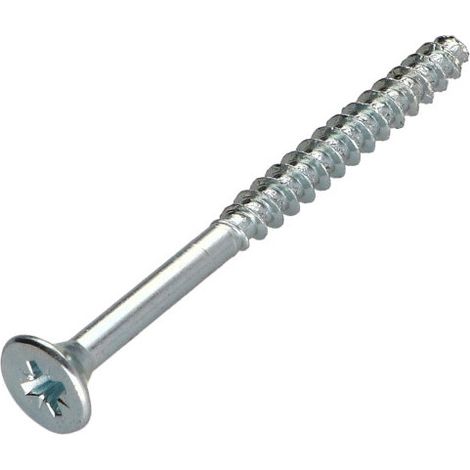 VBA Vis bois agglo Tête fraisée Pozi 5X60 Filetée sur 36 Sans pointe Acier zingué-100 pièces