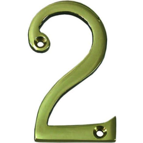 Numero civico 2 inglese in ottone lucido - 5 pz