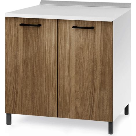 Base per cucina 2 ante Noce Naturale in legno nobilitato Cm 80x50xH 85