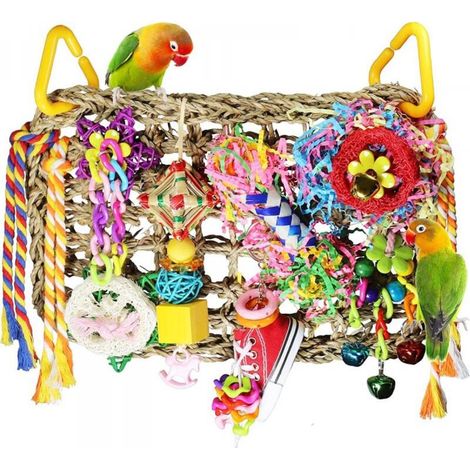 Jouet pour Oiseaux, Perruches, Nourriture à Mâcher, à Mâcher, Jouets pour Perroquets, Nourriture pour Oiseaux, Mur d'escalade et Alimentation pour Perruches, pour Petites et Moyennes(B) (1/2)